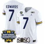 Men's Michigan Wolverines #7 Donovan Edwards White 2024 F.U.S.E. With 2023 National Champions Patch Stitched Jersey
