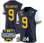 Men's Michigan Wolverines #9 J.J. McCarthy Navy White 2024 F.U.S.E. With 2023 National Champions Patch Stitched Jersey