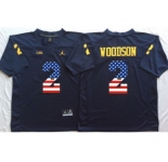 Michigan Wolverines #2 Charles Woodson Navy USA Flag College Jersey