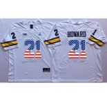 Michigan Wolverines #21 Desmond Howard White USA Flag College Jersey