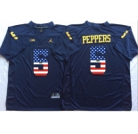 Michigan Wolverines #5 Jabrill Peppers Navy USA Flag College Jersey