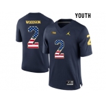 2016 US Flag Fashion-2016 Youth Jordan Brand Michigan Wolverines Charles Woodson #2 College Football Limited Jersey - Navy Blue