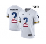 2016 US Flag Fashion-2016 Youth Jordan Brand Michigan Wolverines Charles Woodson #2 College Football Limited Jersey - White