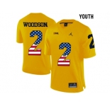2016 US Flag Fashion-2016 Youth Jordan Brand Michigan Wolverines Charles Woodson #2 College Football Limited Jersey - Yellow