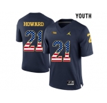 2016 US Flag Fashion-2016 Youth Jordan Brand Michigan Wolverines Desmond Howard #21 College Football Limited Jersey - Navy Blue