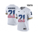 2016 US Flag Fashion-2016 Youth Jordan Brand Michigan Wolverines Desmond Howard #21 College Football Limited Jersey - White