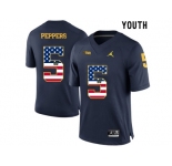 2016 US Flag Fashion-2016 Youth Jordan Brand Michigan Wolverines Jabrill Peppers # 5 College Football Limited Jersey - Navy Blue
