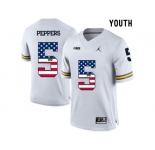 2016 US Flag Fashion-2016 Youth Jordan Brand Michigan Wolverines Jabrill Peppers #5 College Football Limited Jersey - White