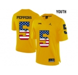 2016 US Flag Fashion-2016 Youth Jordan Brand Michigan Wolverines Jabrill Peppers #5 College Football Limited Jersey - Yellow