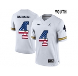 2016 US Flag Fashion-2016 Youth Jordan Brand Michigan Wolverines Jim Harbaugh #4 College Football Limited Jersey - White