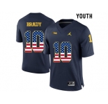 2016 US Flag Fashion-2016 Youth Jordan Brand Michigan Wolverines Tom Brady #10 College Football Limited Jersey - Navy Blue