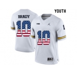 2016 US Flag Fashion-2016 Youth Jordan Brand Michigan Wolverines Tom Brady #10 College Football Limited Jersey - White