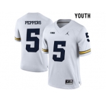 2016 Youth Jordan Brand Michigan Wolverines Jabrill Peppers #5 College Football Limited Jersey - White