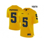 2016 Youth Jordan Brand Michigan Wolverines Jabrill Peppers #5 College Football Limited Jersey - Yellow