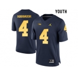 2016 Youth Jordan Brand Michigan Wolverines Jim Harbaugh #4 College Football Limited Jersey - Navy Blue