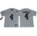 Youth Michigan Wolverines #4 Jim Harbaugh Gridiron Gray II Jordan Brand Stitched NCAA Jersey