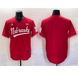 Men's Nebraska Huskers Blank Red With Patch Stitched Jersey