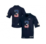 2016 US Flag Fashion 2015 Under Armour Men's Norte Dame Fighting Irish Joe Montana #3 Shamrock Series College Football Jersey - Blue
