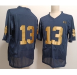 Men's Notre Dame Fighting Irish #13 Riley Leonard Navy Blue College Stitched Jersey