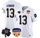 Men's Notre Dame Fighting Irish #13 Riley Leonard White F.U.S.E. 2024 Orange Bowl Patch Limited Stitched Football Jersey