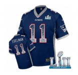 Men's Nike New England Patriots #11 Julian Edelman Elite Navy Blue Drift Fashion Super Bowl LII NFL Jersey