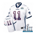 Men's Nike New England Patriots #11 Julian Edelman Elite White Drift Fashion Super Bowl LII NFL Jersey