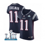 Men's Nike New England Patriots #11 Julian Edelman Navy Blue Team Color Vapor Untouchable Elite Player Super Bowl LII NFL Jersey