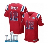 Men's Nike New England Patriots #12 Tom Brady Elite Red Alternate Drift Fashion Super Bowl LII NFL Jersey