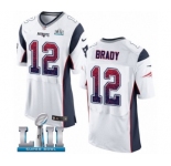 Men's Nike New England Patriots #12 Tom Brady Elite White Road Drift Fashion Super Bowl LII NFL Jersey