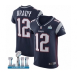 Men's Nike New England Patriots #12 Tom Brady Navy Blue Team Color Vapor Untouchable Elite Player Super Bowl LII NFL Jersey