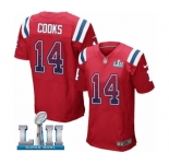 Men's Nike New England Patriots #14 Brandin Cooks Elite Red Alternate Drift Fashion Super Bowl LII NFL Jersey