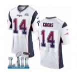 Men's Nike New England Patriots #14 Brandin Cooks Elite White Road Drift Fashion Super Bowl LII NFL Jersey