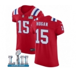 Men's Nike New England Patriots #15 Chris Hogan Red Alternate Vapor Untouchable Elite Player Super Bowl LII NFL Jersey