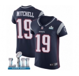 Men's Nike New England Patriots #19 Malcolm Mitchell Navy Blue Team Color Vapor Untouchable Elite Player Super Bowl LII NFL Jersey