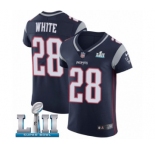 Men's Nike New England Patriots #28 James White Navy Blue Team Color Vapor Untouchable Elite Player Super Bowl LII NFL Jersey