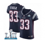 Men's Nike New England Patriots #33 Kevin Faulk Navy Blue Team Color Vapor Untouchable Elite Player Super Bowl LII NFL Jersey