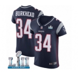 Men's Nike New England Patriots #34 Rex Burkhead Navy Blue Team Color Vapor Untouchable Elite Player Super Bowl LII NFL Jersey