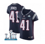 Men's Nike New England Patriots #41 Cyrus Jones Navy Blue Team Color Vapor Untouchable Elite Player Super Bowl LII NFL Jersey