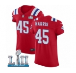Men's Nike New England Patriots #45 David Harris Red Alternate Vapor Untouchable Elite Player Super Bowl LII NFL Jersey