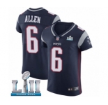 Men's Nike New England Patriots #6 Ryan Allen Navy Blue Team Color Vapor Untouchable Elite Player Super Bowl LII NFL Jersey