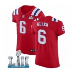 Men's Nike New England Patriots #6 Ryan Allen Red Alternate Vapor Untouchable Elite Player Super Bowl LII NFL Jersey