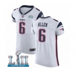 Men's Nike New England Patriots #6 Ryan Allen White Vapor Untouchable Elite Player Super Bowl LII NFL Jersey