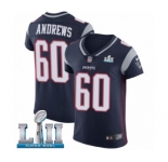 Men's Nike New England Patriots #60 David Andrews Navy Blue Team Color Vapor Untouchable Elite Player Super Bowl LII NFL Jersey