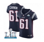 Men's Nike New England Patriots #61 Marcus Cannon Navy Blue Team Color Vapor Untouchable Elite Player Super Bowl LII NFL Jersey