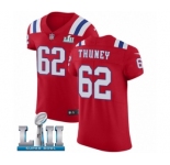 Men's Nike New England Patriots #62 Joe Thuney Red Alternate Vapor Untouchable Elite Player Super Bowl LII NFL Jersey