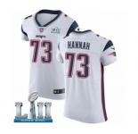 Men's Nike New England Patriots #73 John Hannah White Vapor Untouchable Elite Player Super Bowl LII NFL Jersey