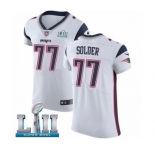 Men's Nike New England Patriots #77 Nate Solder White Vapor Untouchable Elite Player Super Bowl LII NFL Jersey