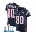 Men's Nike New England Patriots #80 Danny Amendola Navy Blue Team Color Vapor Untouchable Elite Player Super Bowl LII NFL Jersey