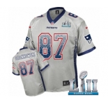 Men's Nike New England Patriots #87 Rob Gronkowski Elite Grey Drift Fashion Super Bowl LII NFL Jersey