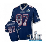 Men's Nike New England Patriots #87 Rob Gronkowski Elite Navy Blue Drift Fashion Super Bowl LII NFL Jersey